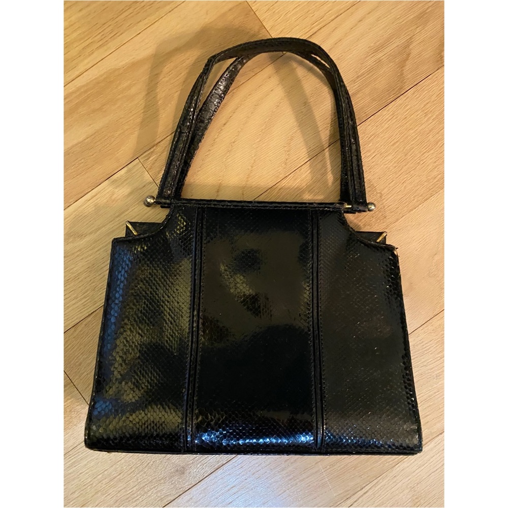 Vintage El Corte Ingles Black Snakeprint Handbag